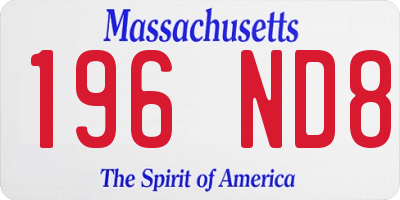 MA license plate 196ND8