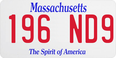 MA license plate 196ND9
