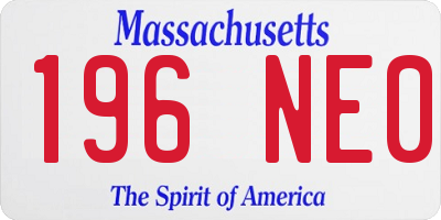 MA license plate 196NE0