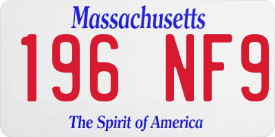 MA license plate 196NF9