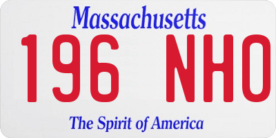 MA license plate 196NH0