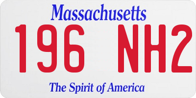 MA license plate 196NH2
