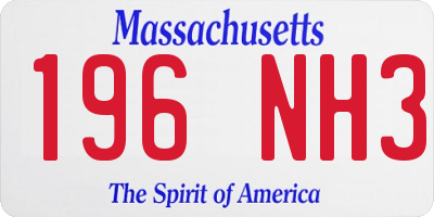 MA license plate 196NH3