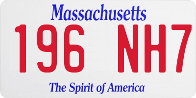 MA license plate 196NH7
