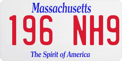 MA license plate 196NH9