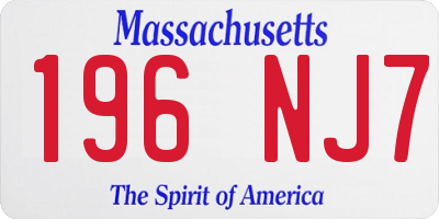 MA license plate 196NJ7