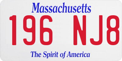 MA license plate 196NJ8