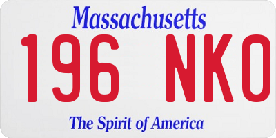 MA license plate 196NK0