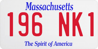 MA license plate 196NK1
