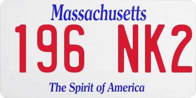 MA license plate 196NK2
