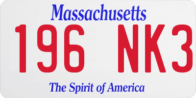 MA license plate 196NK3