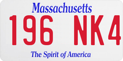 MA license plate 196NK4