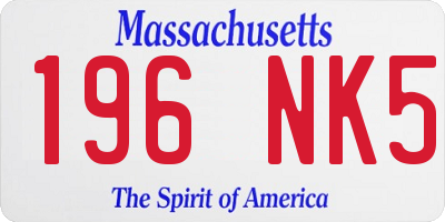 MA license plate 196NK5