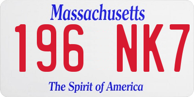 MA license plate 196NK7