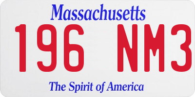 MA license plate 196NM3