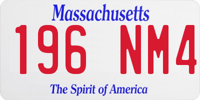 MA license plate 196NM4