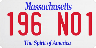 MA license plate 196NO1