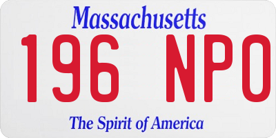 MA license plate 196NP0