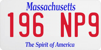 MA license plate 196NP9