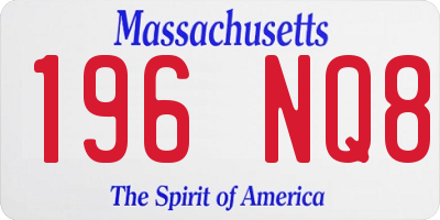 MA license plate 196NQ8