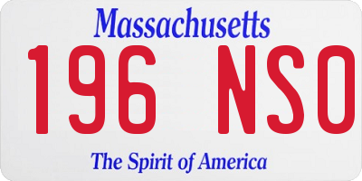 MA license plate 196NS0