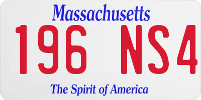 MA license plate 196NS4