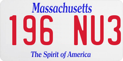MA license plate 196NU3