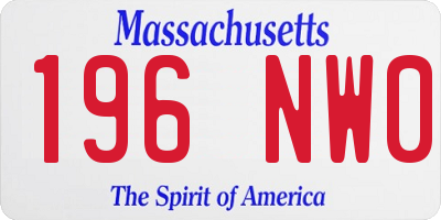 MA license plate 196NW0