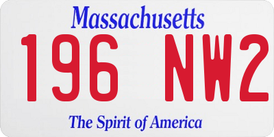 MA license plate 196NW2
