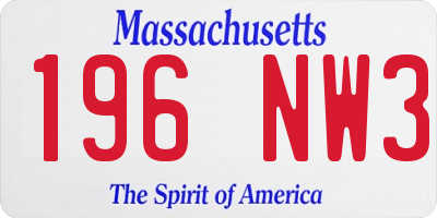 MA license plate 196NW3