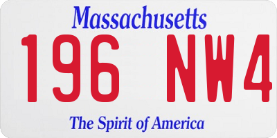 MA license plate 196NW4