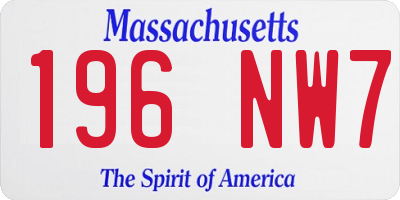 MA license plate 196NW7