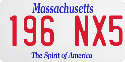MA license plate 196NX5