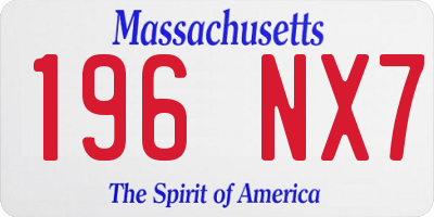 MA license plate 196NX7