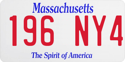 MA license plate 196NY4