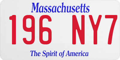 MA license plate 196NY7
