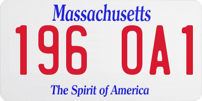 MA license plate 196OA1