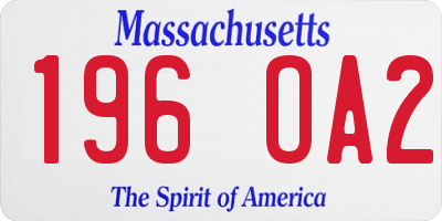 MA license plate 196OA2