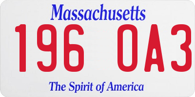 MA license plate 196OA3