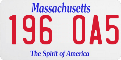 MA license plate 196OA5
