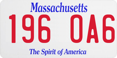 MA license plate 196OA6