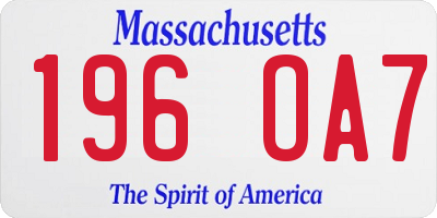 MA license plate 196OA7