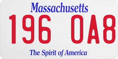 MA license plate 196OA8