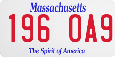 MA license plate 196OA9