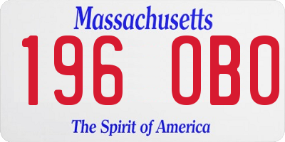 MA license plate 196OB0