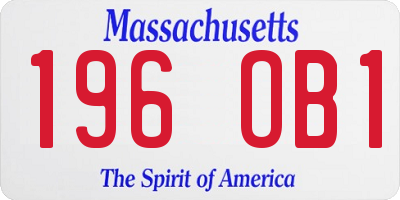 MA license plate 196OB1