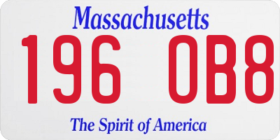 MA license plate 196OB8
