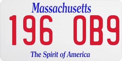 MA license plate 196OB9