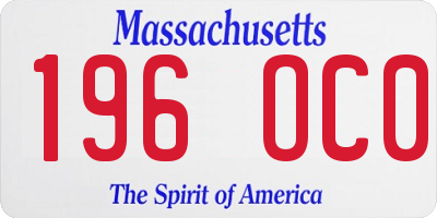 MA license plate 196OC0