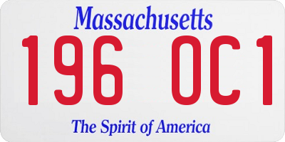 MA license plate 196OC1